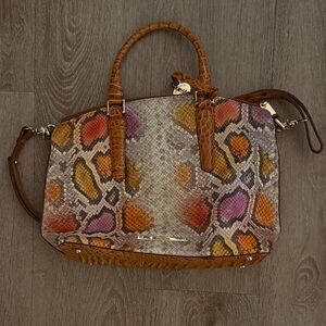 Brahmin Vibrant Snake Print Satchel